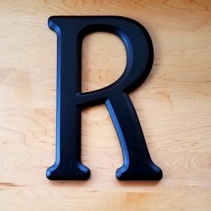Large Black Resin "R" With Hanging Holes